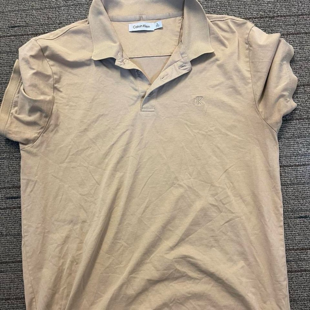 Calvin Klein Tan Polo Shirt Classic Cotton Blend